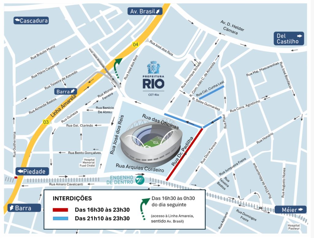 Trânsito alterado no rio para botafogo x vasco no nilton santos