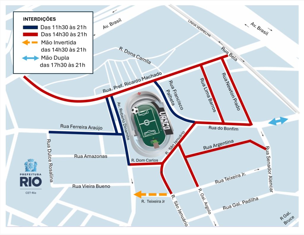 Novo título: trânsito em são januário terá mudanças para jogo do vasco no sábado